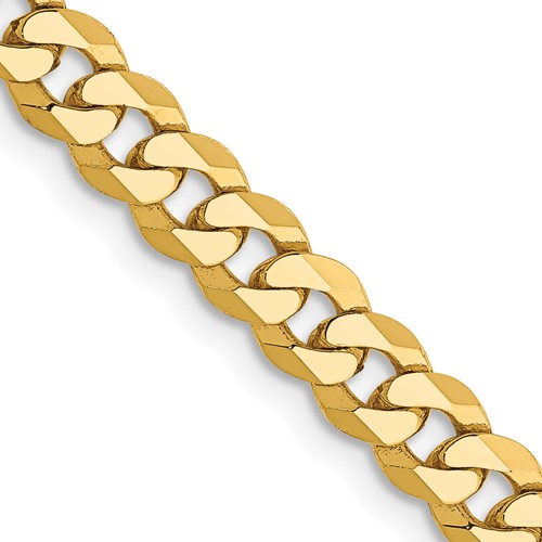 14K 22 inch 4.75mm Flat Beveled Curb with Lobster Clasp Chain