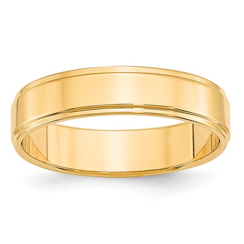 14k Yellow Gold 5mm Flat with Step Edge Wedding Band Size 11.5