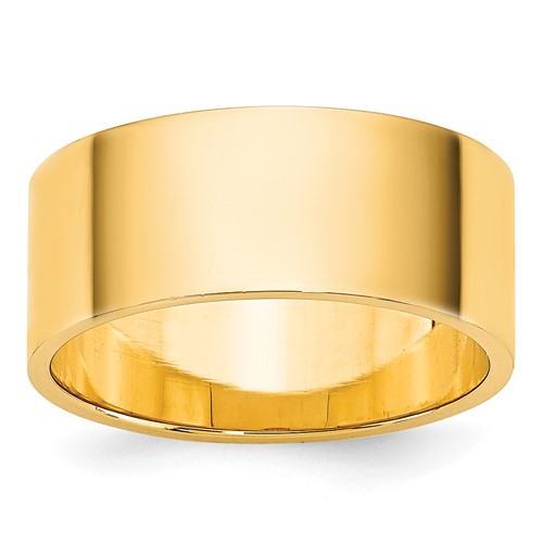 14k Yellow Gold 8mm Lightweight Flat Wedding Band Size 13.5