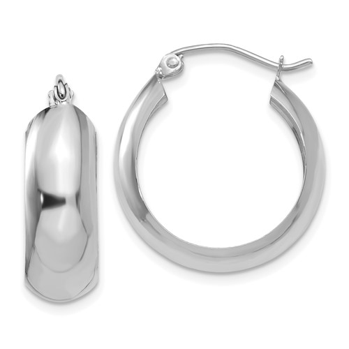 14k White Gold 7x21mm Polished Hoop Earrings
