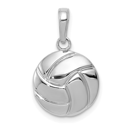 14K White Gold Polished Domed Volleyball Pendant