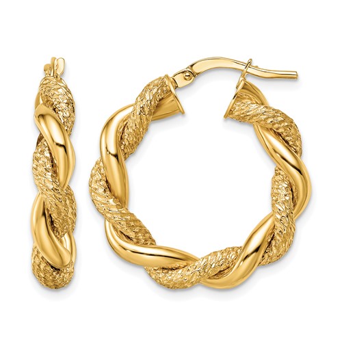 14K D/C Twisted Hoop Earrings