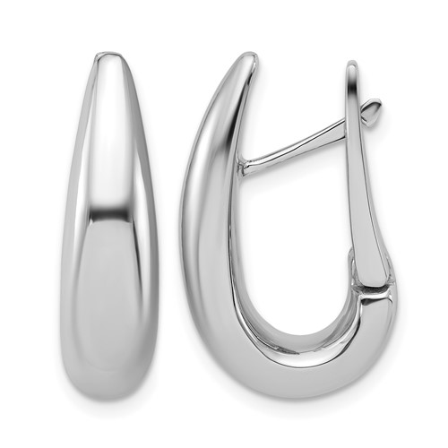 14K White Gold Polished Teardrop Hinged Hoop Earrings