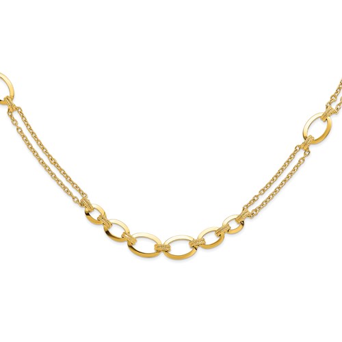 14K Polished Fancy Double-stranded Link Necklace