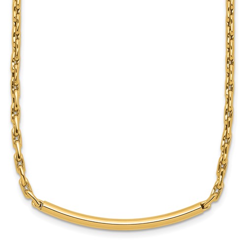 14K Polished Fancy Link Bar w/.5in ext. Necklace