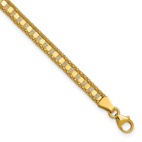 14K Polished and Textured Fancy Bracelet