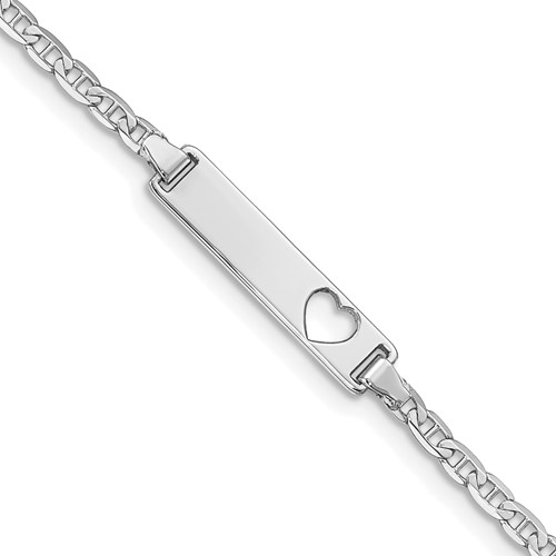 14kw Anchor Link ID, Plate with Cut-out Heart Bracelet