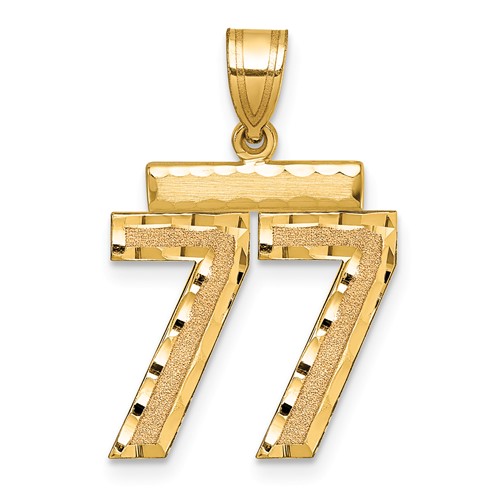 14k Medium Diamond-cut Number 77 Charm
