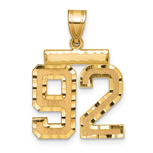 14k Medium Diamond-cut Number 92 Charm