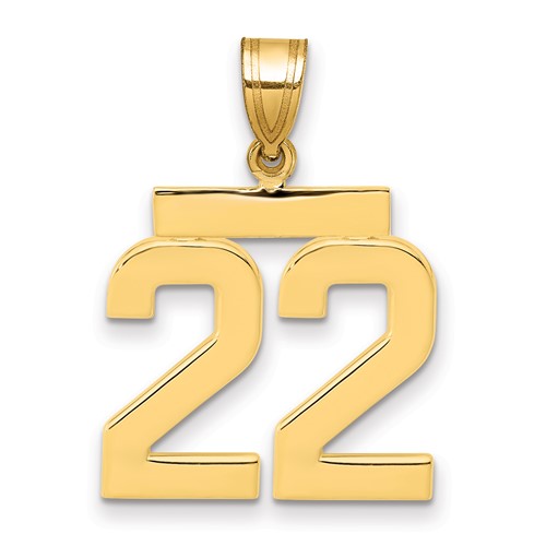 14k Medium Polished Number 22 Charm