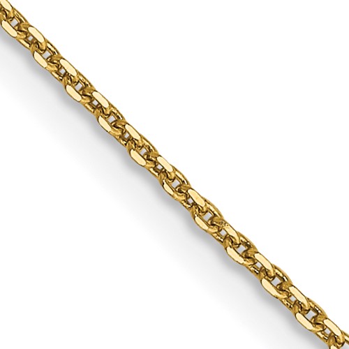 14K 26 inch .9mm Diamond-cut Round Open Link Cable with Lobster Clasp Chain