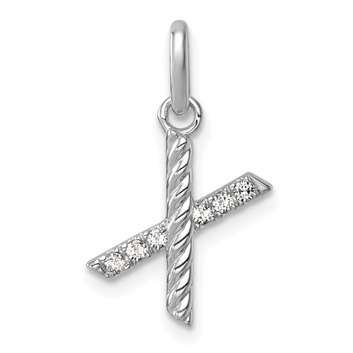 14k White Gold Twisted .05 ct. Diamond Initial X Charm