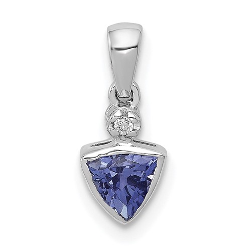 14k White Gold .28 Tanzanite and Diamond Pendant