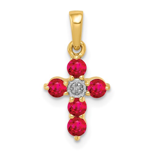 14k Ruby and Diamond Cross Pendant
