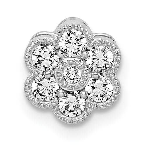 14k White Gold Floral 1/4 carat Diamond Chain Slide