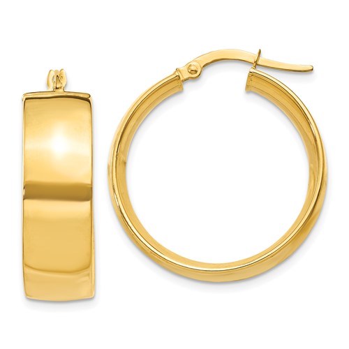 14k 7.75x25mm Polished Large Tube Hoop Earrings
