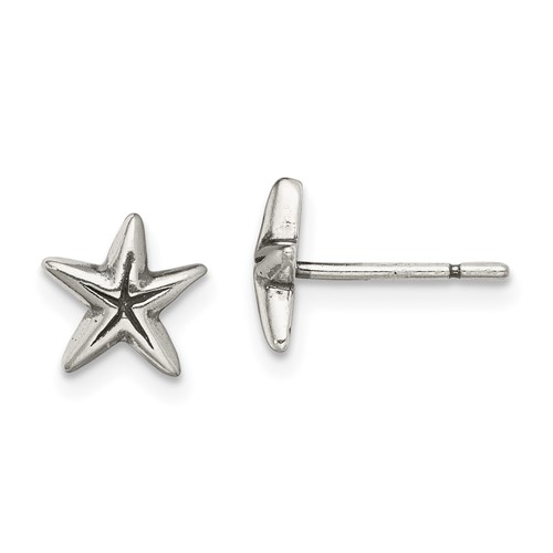 Sterling Silver Antiqued Starfish Post Earrings