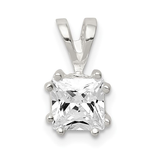 Sterling Silver Princess CZ Pendant