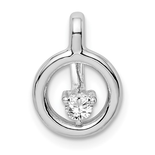 Sterling Silver Rhodium-plated CZ in Circle Slide