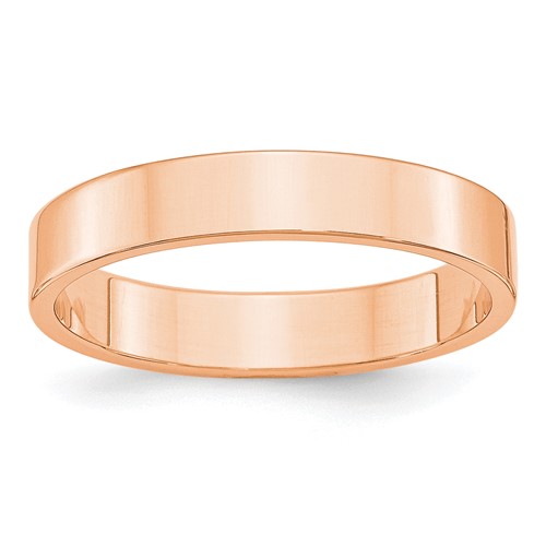 14k Rose Gold 4mm Lightweight Flat Wedding Band Size 7