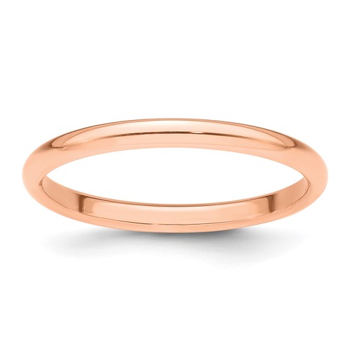 14k Rose Gold 2mm Half Round Wedding Band Size 12