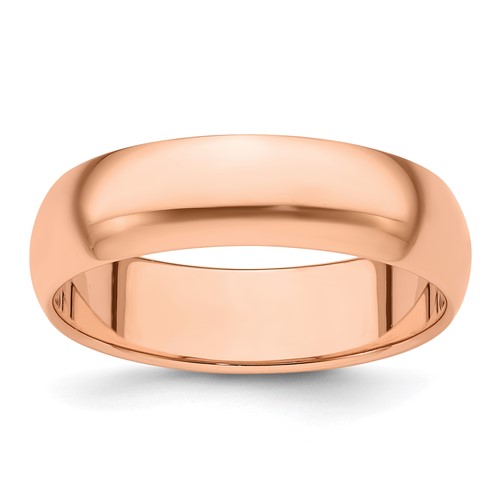 14k Rose Gold 6mm Half-Round Wedding Band Size 4.5