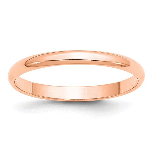 14k Rose Gold 2.5mm LTW Half Round Band Size 12