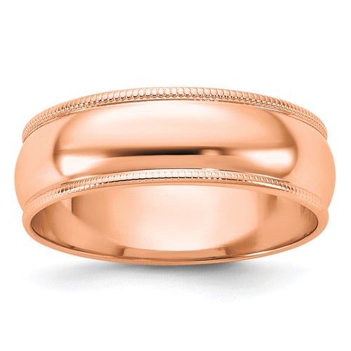 14k Rose Gold 6mm Milgrain Half-Round Wedding Band Size 9.5
