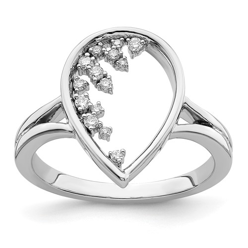 14k White Gold Polished Teardrop Diamond Ring