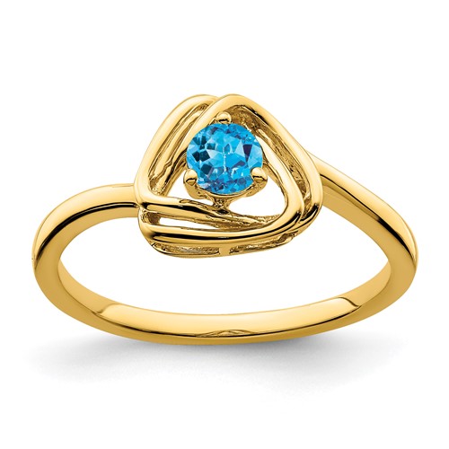 14k Blue Topaz Triangle Ring