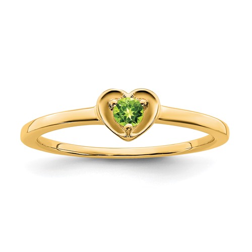 14K Peridot Heart Ring