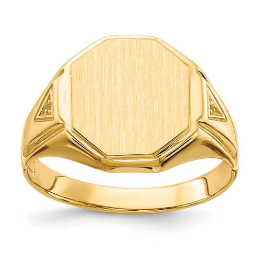 14k 11.5x12.5mm Open Back Diamond Mens Signet Ring Mounting