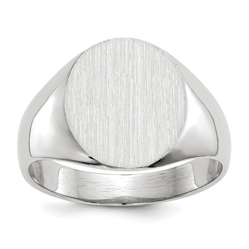 14k White Gold 12.0x12.5mm Closed Back Signet Ring