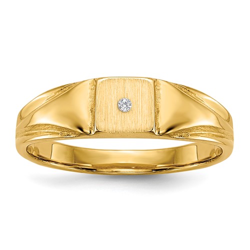14k Child's AAA Diamond Closed Back Signet Ring