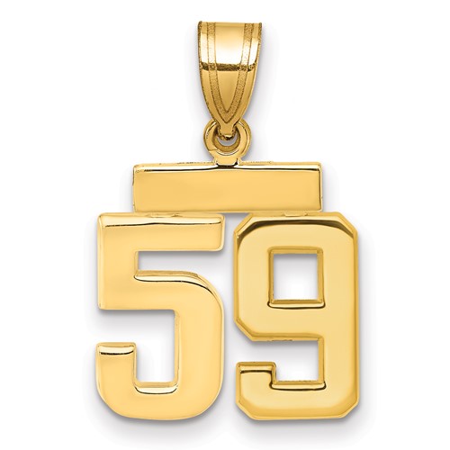 14k Small Polished Number 59 Charm