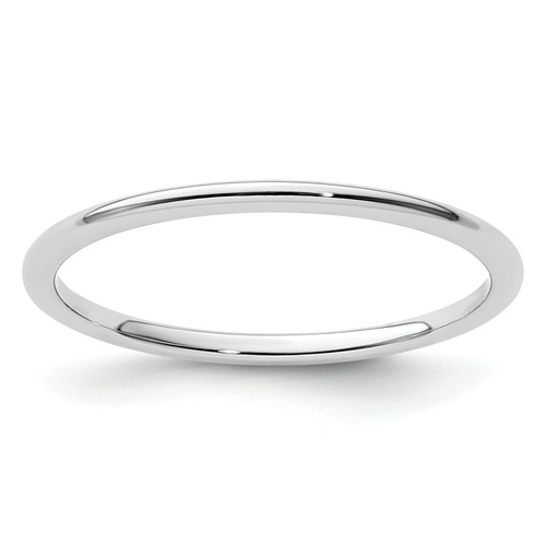 14K White Gold 1.2mm Half Round Polished Stackable Band Size 5