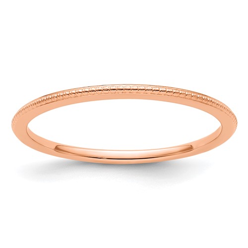 14K Rose Gold 1.2mm Beaded Stackable Band Size 6