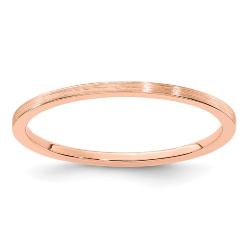 14K Rose Gold 1.2mm Flat Satin Stackable Band Size 6.5