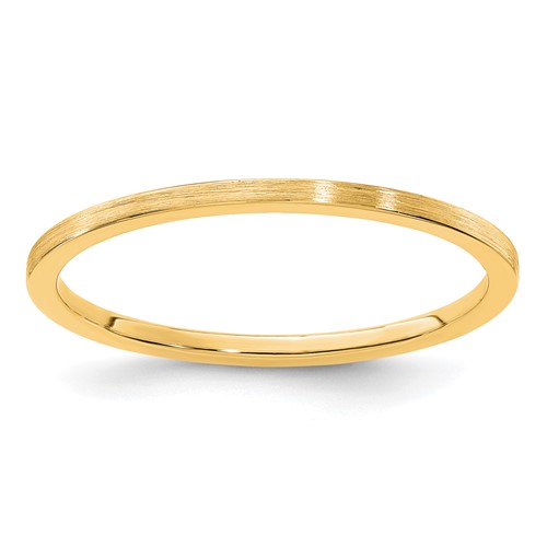 14K Yellow Gold 1.2mm Flat Satin Stackable Band Size 7.5