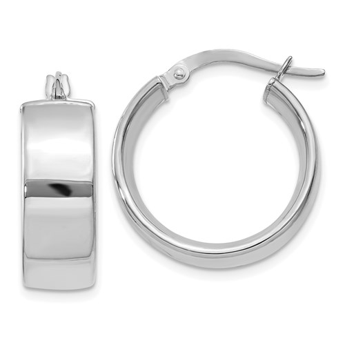 14k 6.75mm White Gold Hoop Earrings