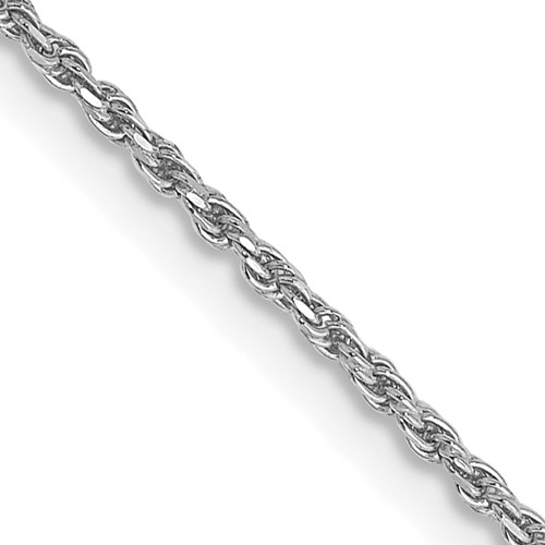 14K White Gold 20 inch 1.15mm Diamond-cut Machine Made Rope with Lobster Clasp Chain Chain