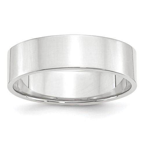14k White Gold 6mm Lightweight Flat Wedding Band Size 10.5