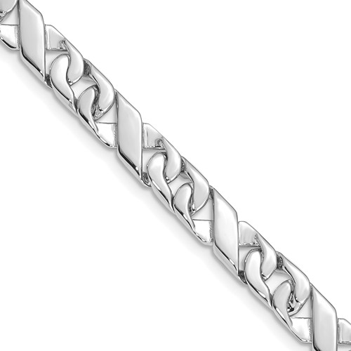 14K White Gold 18 inch 6.7mm Hand Polished Fancy Link with Fancy Lobster Clasp Chain