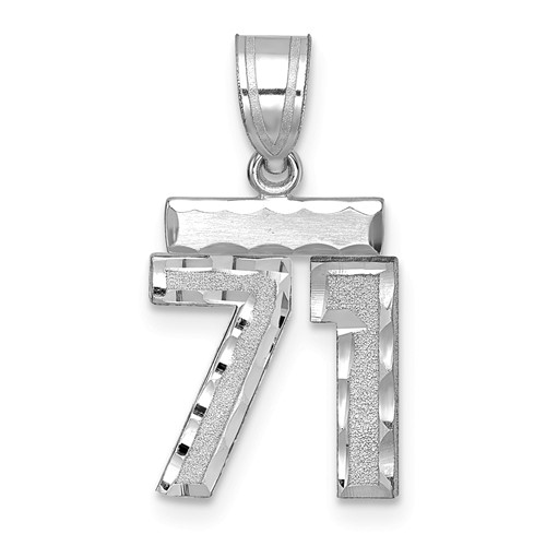 14kw Small Brushed Diamond-cut Number 71 Charm