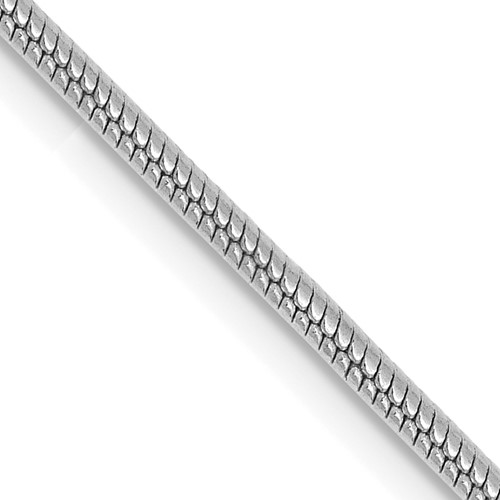 14K White Gold 24 inch 1.6mm Round Snake Lobster Clasp Chain