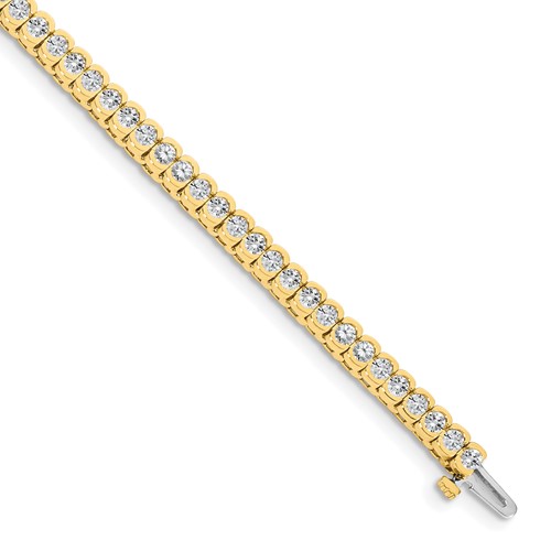 14k Complete 3.5 carat Round VS Diamond Half-Bezel 7 inch Tennis Bracelet