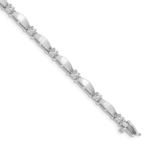 14k White Gold Complete 1.13 carat Round AAA Diamond Curved Bar Link 7 inch Tennis Bracelet