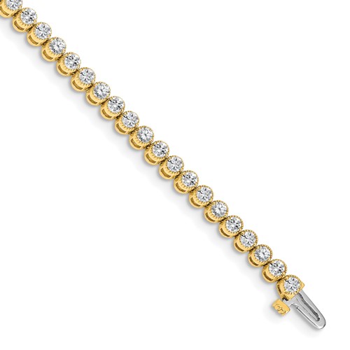 14k Complete 3.06 carat Round A Diamond 2-prong 7 inch Tennis Bracelet