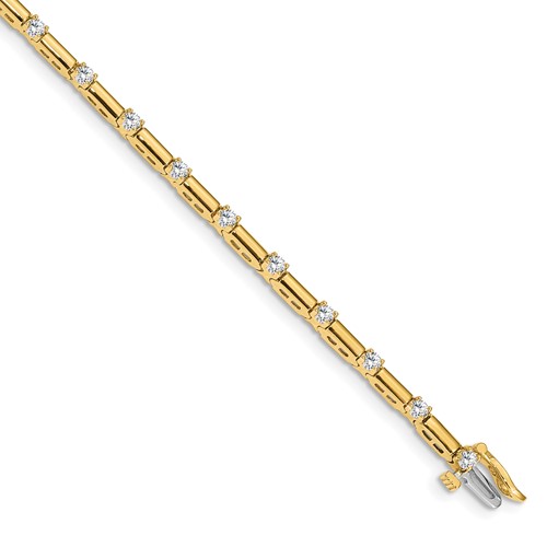 14k Complete 1 carat Round AA Diamond Bar Link 7 inch Tennis Bracelet