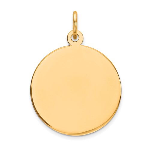 14k Plain .018 Gauge Round Engravable 18mm Disc Charm